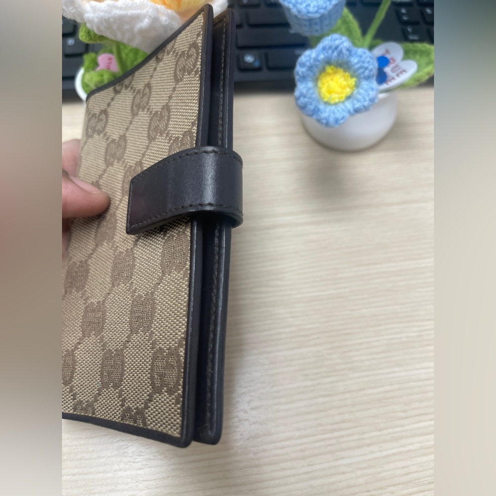 Vintage GUCCI GG Canvas Brown Drk Brown Lthr Bifold Diary Day Planner/Organizer - Picture 6 of 16